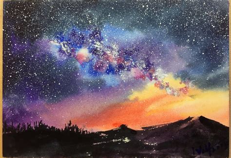 Résultat de recherche d'images pour "ciel nuit aquarelle" | Sky ...