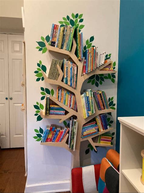 Tree Design Shelves for Books, Bookshelf Wall Art, Wooden Tree Shaped Bookcase, Books and Toy ...