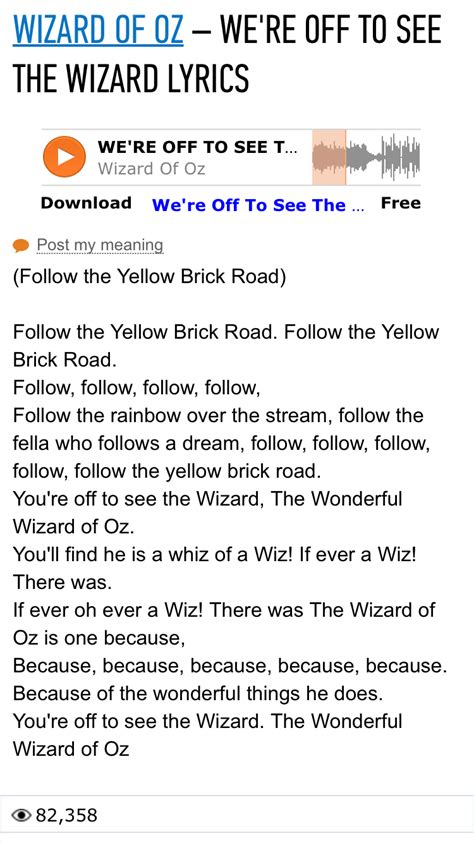 ‘Follow the yellow brick road’ lyrics | Yellow brick road, Brick road, Free post