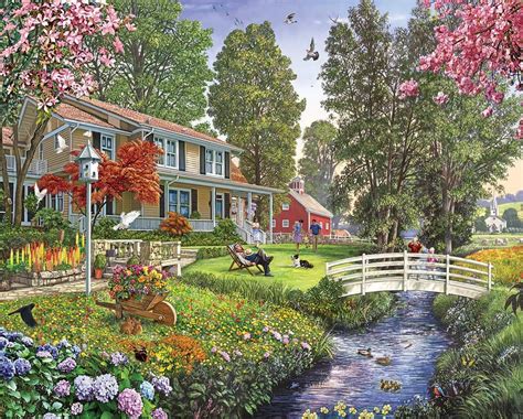 1000 Piece Jigsaw Puzzle - Sunday Afternoon | Landscape pictures, White mountain, Cottage art