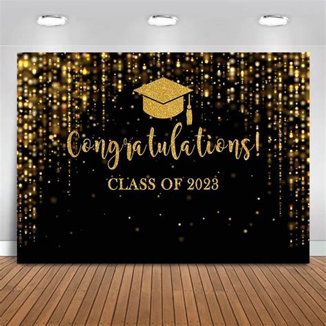 Buy Moca Class of 2023 Backdrop Black Gold Glitter Bokeh Graduation Party Background 2023 ...