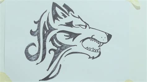 How to draw a tribal wolf head tattoo رسم ذئب #1 - YouTube