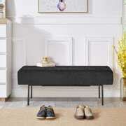Sesslife Modern Velvet Bench Ottoman, Upholstered Bench for Entryway Bedroom, 45" Long End of ...