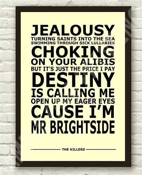 The Killers Mr Brightside Lyrics Typography Subway Art Poster Print A4 ...