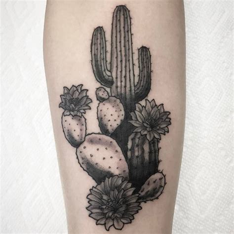 cactus flower tattoo black and white - wallpaperaccentwallhomedepot