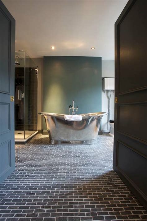 Black Brick Floor - Transitional - bathroom - The Wheatsheaf Inn