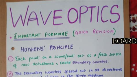 Wave Optics Quick formulas and Concept Revision||Class 12th||Board Exam ...