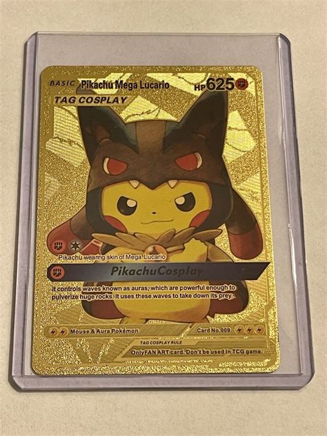 Mavin | RARE Pokemon Pikachu Mega Lucario Tag Cosplay Gold Foil Card ...