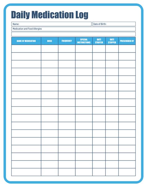 8 Best Images of Printable Medication Sheet - Printable Medication Log Sheet Template, Free ...