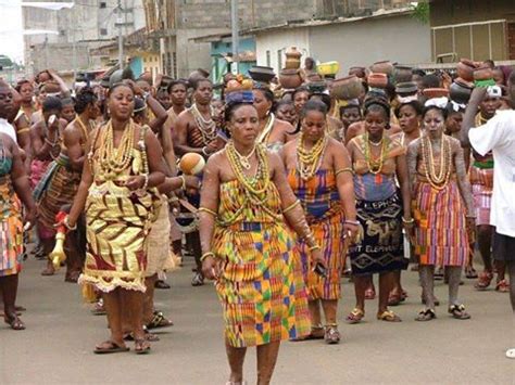 Awesome dancing procession of Akan people of Ivory Coast (Cote d`Ivoire ...