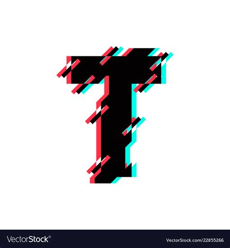 Logo letter t glitch distortion diagonal Vector Image