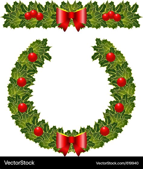 Christmas holly garland and wreath Royalty Free Vector Image