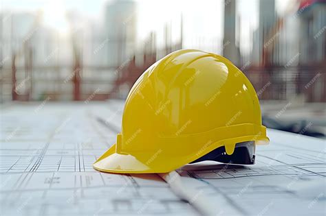 Premium Photo | Symbolism of a Yellow Helmet on Construction Blueprints in the Context of ...