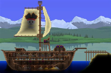 My First Pirate Ship Build : r/Terraria