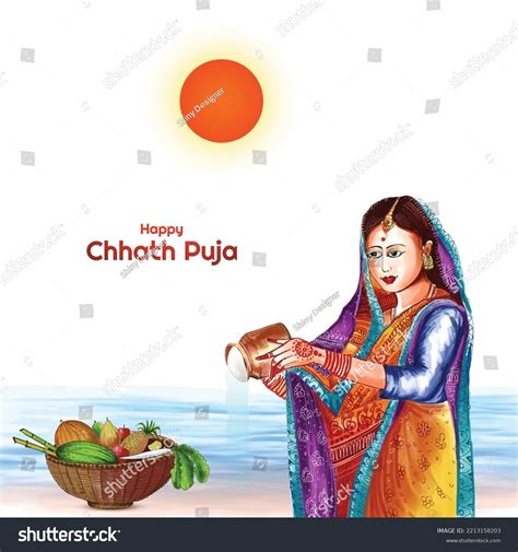 Traditional Happy Chhath Puja Festival Bihar Stock Vector (Royalty Free ...