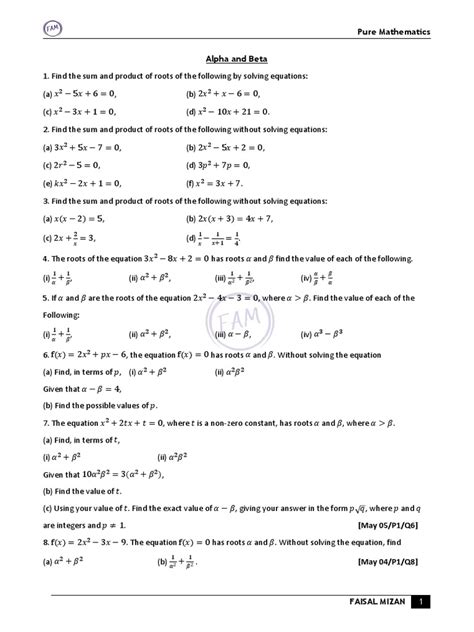 Alpha Beta | PDF | Equations | Quadratic Equation