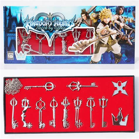 12pcs/set Kingdom Hearts Sora Keyblade Cosplay Metal Necklace Keychain ...