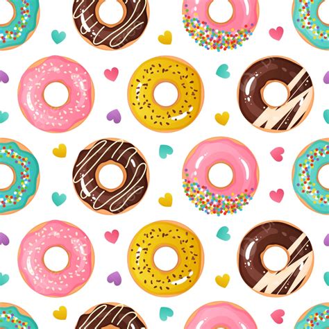 Donut Pattern Seamless Doughnut Dessert Background, Colorful, Confetti, Cute Background Image ...