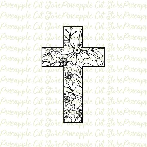 Easter Svg, Floral Easter Cross Svg, Easter Cross Dxf Png, Easter Vector, Easter Cut File ...