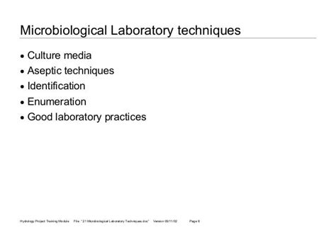 21 microbiological laboratory techniques