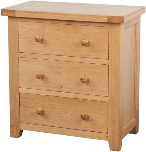 Devon Solid Oak 3 Drawer Chest Of Drawers/Fully Assembled Chest Of Drawers/Bedroom Furniture ...