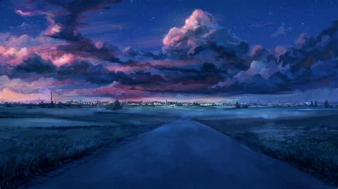 Anime Scenery of Bluish Cloud 4K HD Wallpaper