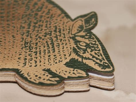 Laser cut and engraved armadillo notepad - Closeup | Flickr