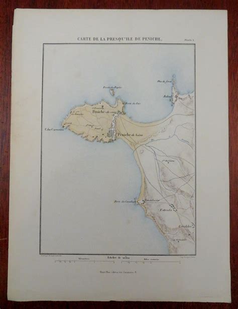 Peniche Portugal City Plan Walls Fortifications 1870's Becquet detailed map: (1870) Map ...