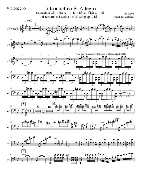 Ravel Introduction and Allegro Cello *scordatura* Sheet music for Cello (Solo) | Musescore.com