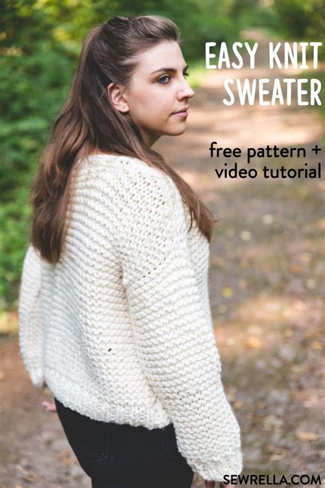 Beginner Knit Garter Stitch Sweater - Free Pattern | Knitting for beginners, Garter stitch, Knitting