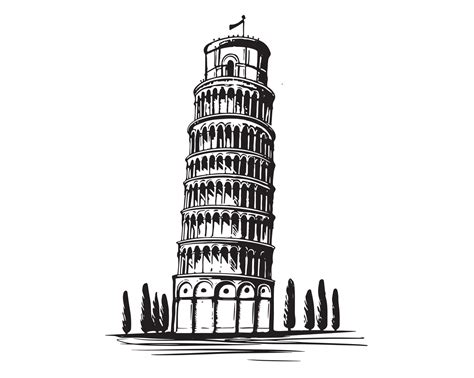 Leaning tower of Pisa hand drawn illustrations 22583302 Vector Art at ...