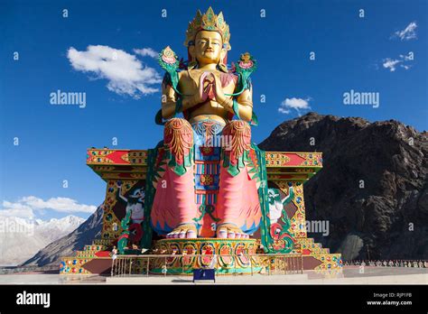 Impressive statue of Jampa (Maitreya) Buddha near Diskit Gompa (also ...