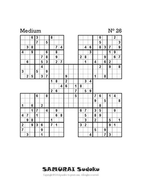 Samurai Sudoku - PRINTABLE PDF – Puzzles to Print