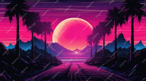 Premium AI Image | aesthetic synthwave wallpaper