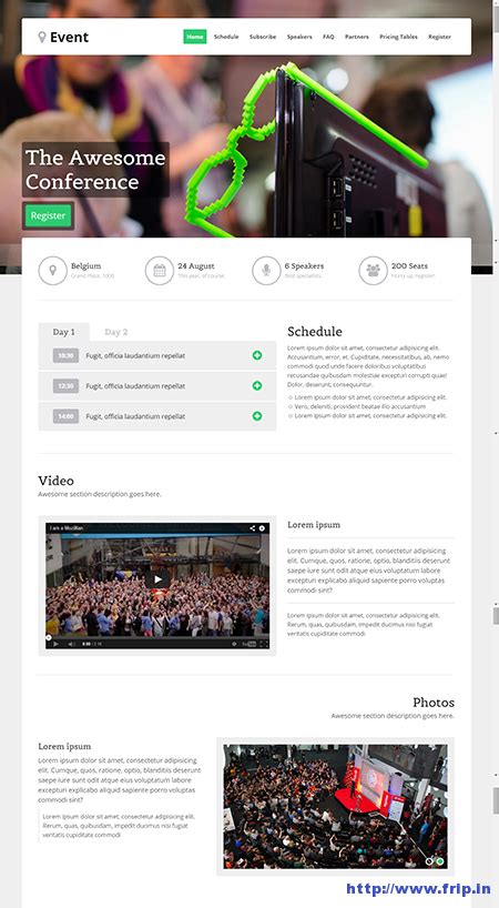 10 Best Event Landing Page Templates For Event, Concerts, Conferences - Frip.in