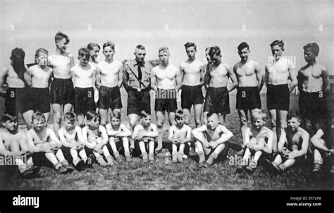 Group of Hitler Youth Nazi boys at a summer training camp in Germany ...