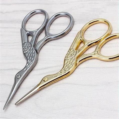 Small Scissors Sewing Cutting Trimmer Thread Mini Scissors Vintage Tailor Scissors Crane Golden ...