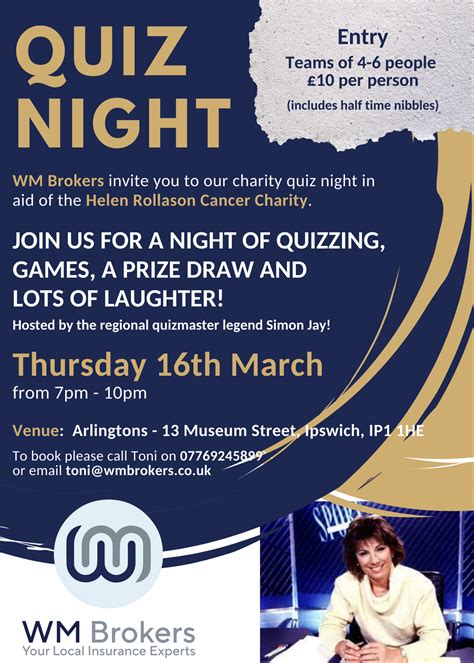 WM Brokers to host quiz night in aid of the Helen Rollason Cancer Charity. - WM Brokers ...