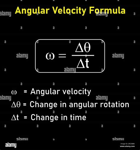 Angular velocity formula in physics. Vector illustration isolated on white background Stock ...