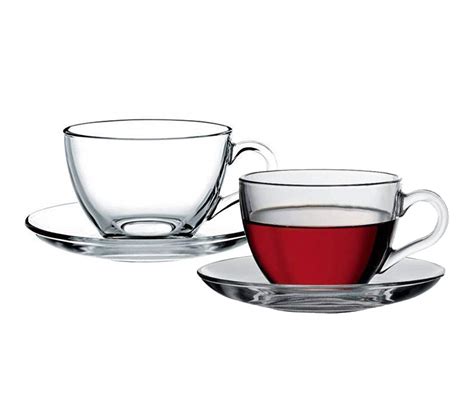 Buy Incrizma Glassware - Imported Glass Tea Cup & Saucer Set, Clear Cups, 220 ml Capacity ...