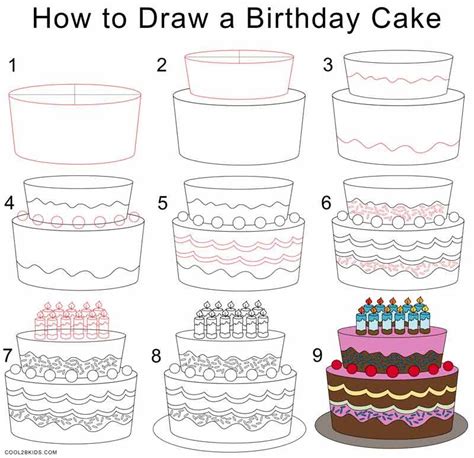 How to Draw a Birthday Cake Step by Step Drawing Tutorials with Pictures. Art Drawings For Kids ...