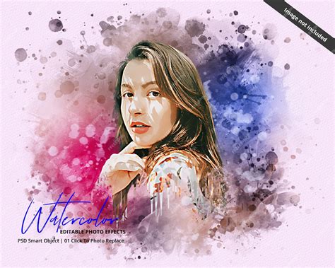 Premium PSD | Photoshop photo watercolor painting effects for stunning creative photos