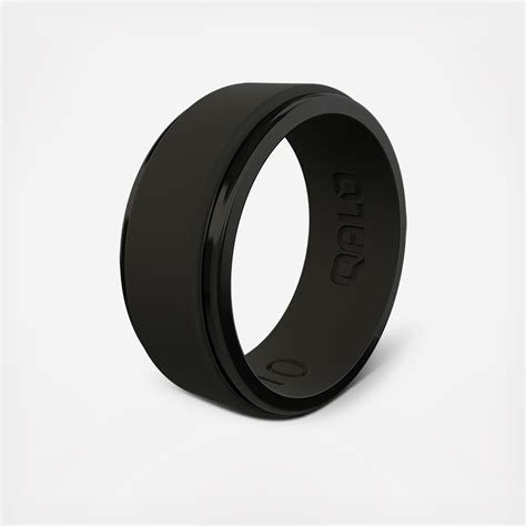 QALO Men's Polished Step Edge Silicone Ring - Black in 2021 | Black rings, Silicone wedding band ...