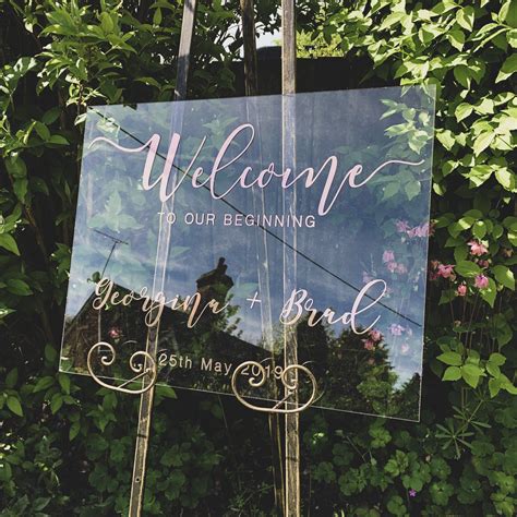 Welcome to our beginning | Gold wedding signs, Acrylic wedding sign, Wedding signs