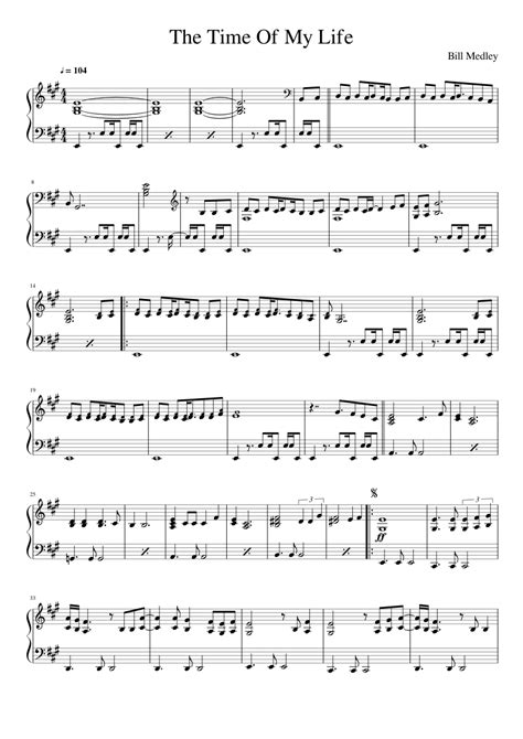 The Time Of My Life - Bill Medley & Jennifer Warnes sheet music for Piano download free in PDF ...