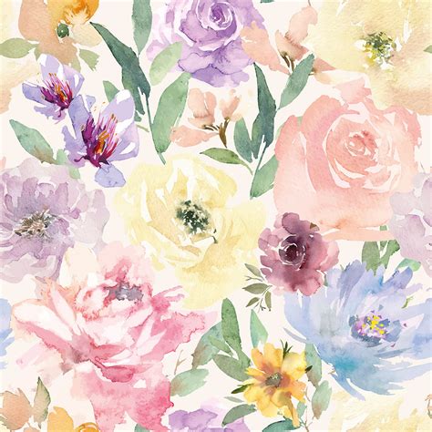 Bouquet De Fleurs Wallpaper in Watercolour Spring Pastels – Lucie Annabel