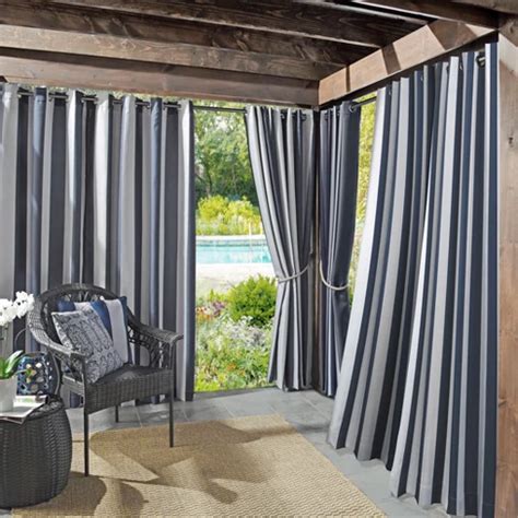 108"x54" Valencia Cabana Striped Indoor/outdoor Uv Protectant Grommet Top Room Darkening Curtain ...