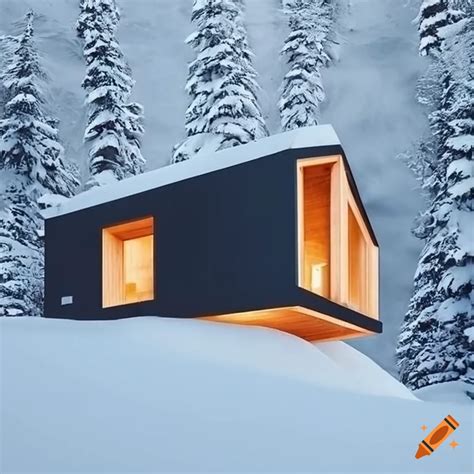 Minimalist alpine cabin on Craiyon