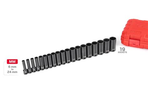 19-Piece 3/8 Inch Drive 12-Point Impact Socket Set | TEKTON