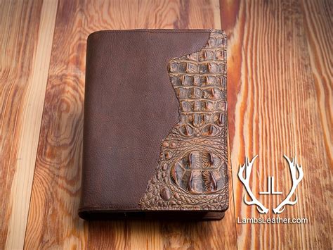 Leather Bible Cover Genuine Leather Crocodile by LambsLeather